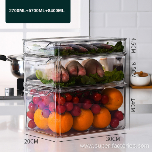 Transparent Plastic PET Kitchen Stackable Storage Box Bins